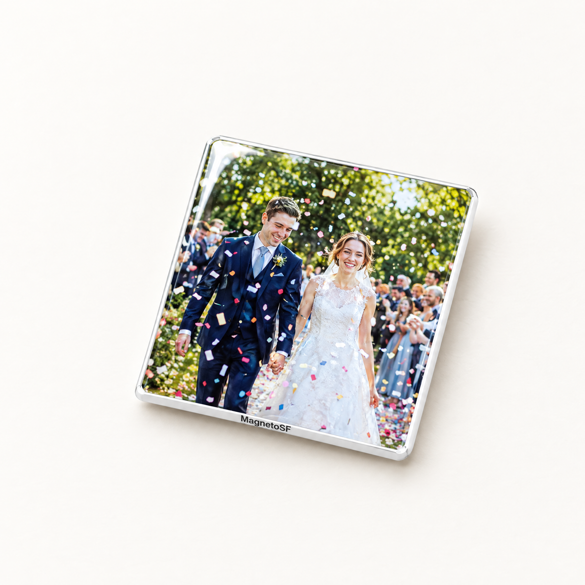 Custom wedding photo fridge magnet by MagnetoSF