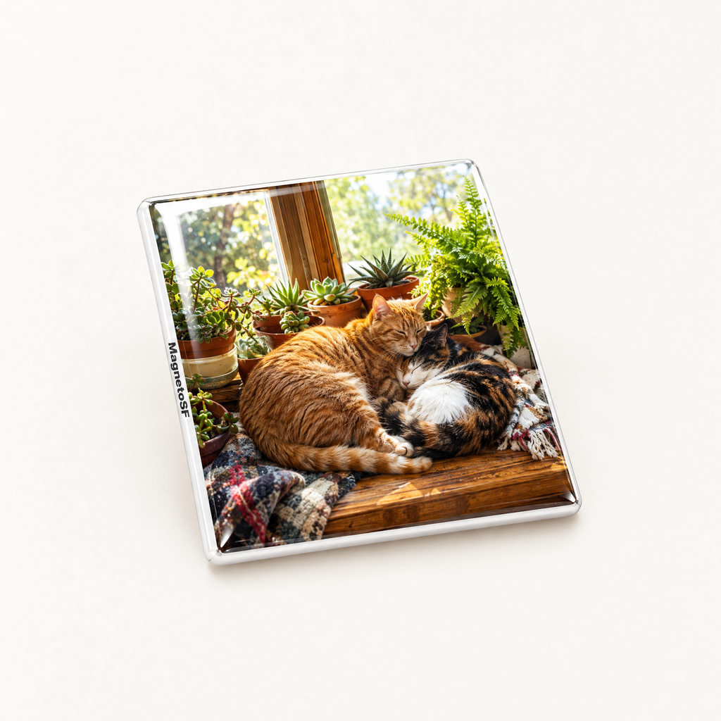 Custom pet photo fridge magnet of two cats by MagnetoSF