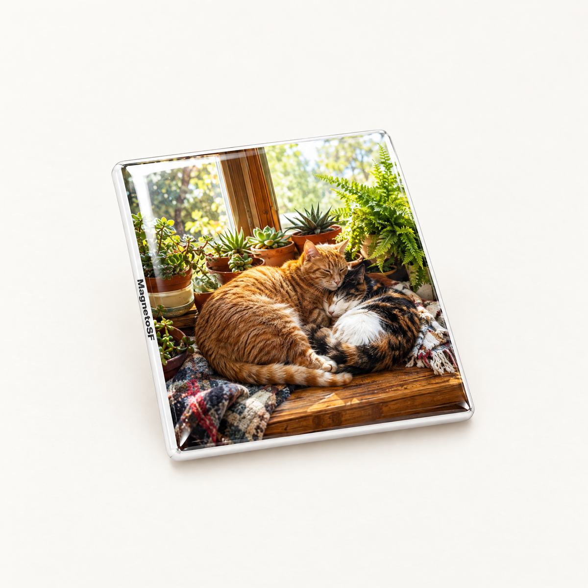 Custom pet photo fridge magnet of two cats by MagnetoSF